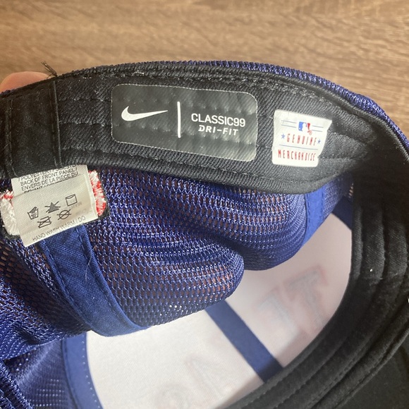 EUC Texas Rangers Nike Vapor Performance Swoosh Flex Hat - White/Royal M/L - Picture 9 of 9